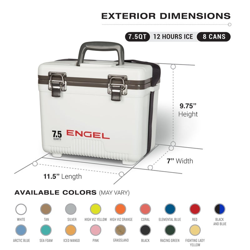 Engel UC7 7.5qt Leak-Proof, Air Tight, Drybox Cooler and Small Hard Shell Lunchbox for Men and Women in White - Image 2